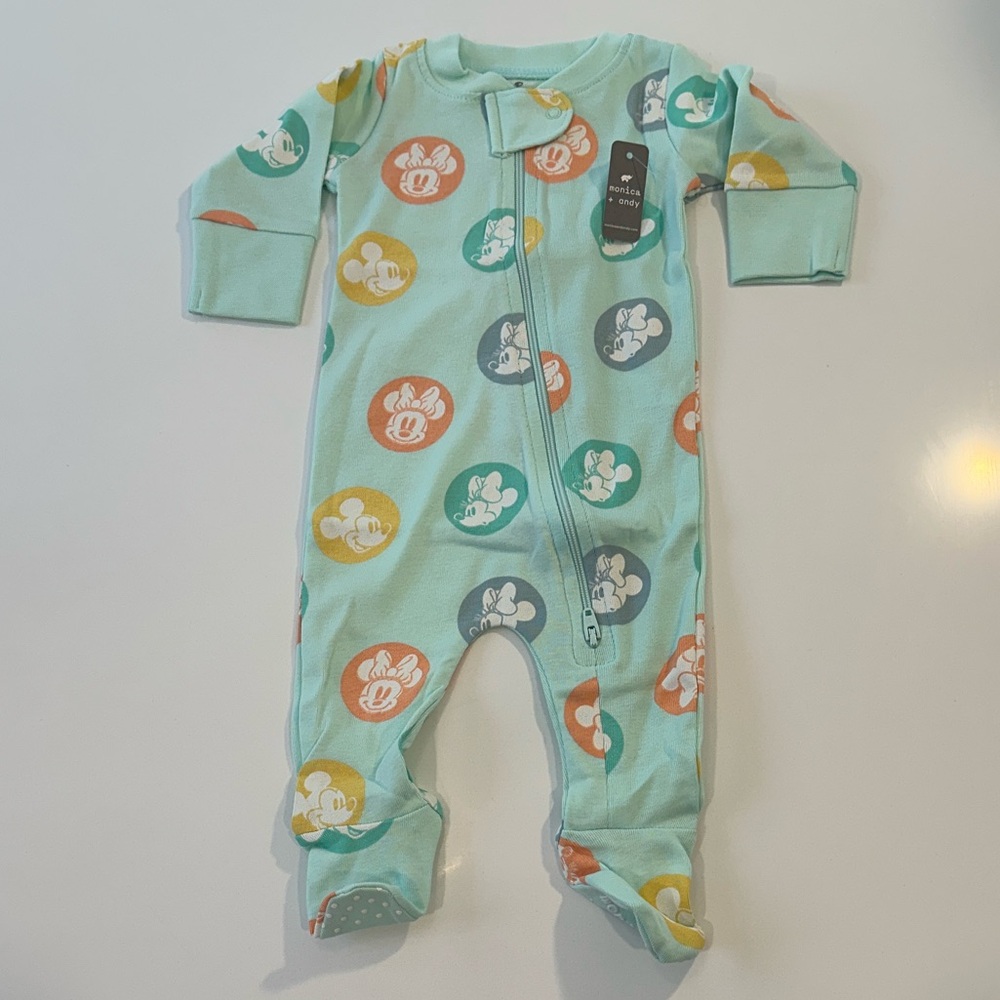 Monica + Andy Disney Mickey Minnie Mouse Organic Cotton Footed Sleeper Newborn